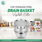 3 in 1 Stainless Steel Drain Basket & Vegetable Cutter