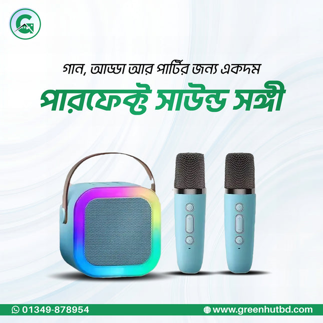 Portable Karaoke Speaker with Dual Wireless Microphone