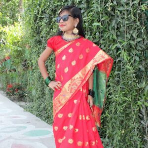 Katan Baby Saree For Girl - Red