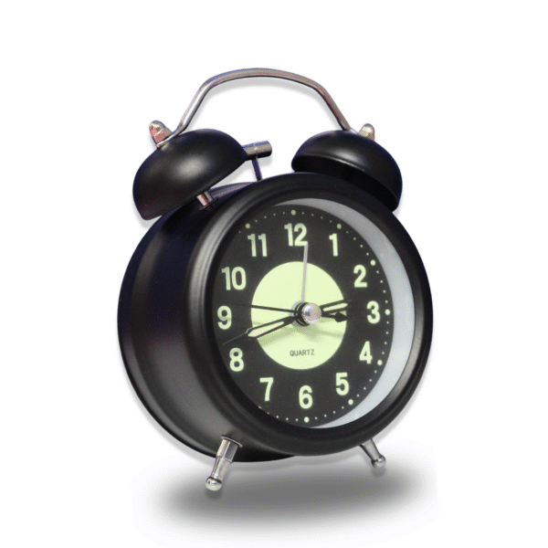 Luminous Metal Digital Twin Bell Alarm Clock Black Color