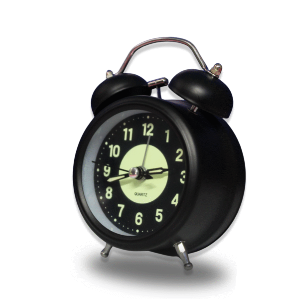 Luminous Metal Digital Twin Bell Alarm Clock Black Color