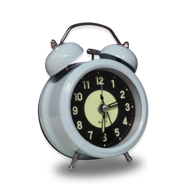 Luminous Metal Digital Twin Bell Alarm Clock Light Blue Color