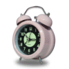 Luminous Metal Digital Twin Bell Alarm Clock Pink Color