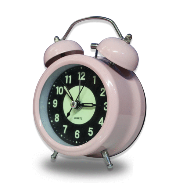 Luminous Metal Digital Twin Bell Alarm Clock Pink Color