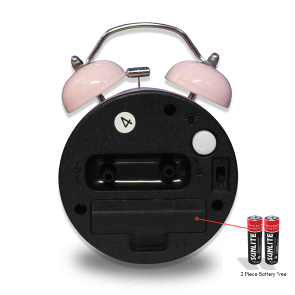 Luminous Metal Digital Twin Bell Alarm Clock Pink Color