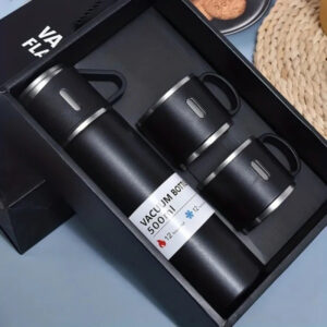 Vacuum Flask Set with 2 Cups Black Color