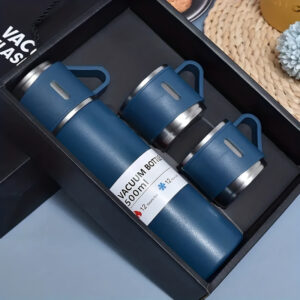 Vacuum Flask Set with 2 Cups Blue Color
