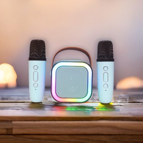 6_20250901_135142443 K12 Bluetooth Speaker With Dual Wireless Microphone Blue Color