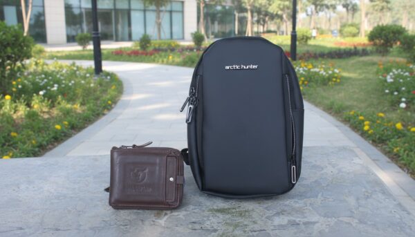 2 In One Combo Cow leather Moneybag & Chest Bags