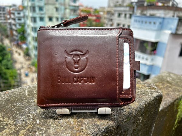 Cow leather bull captain money bag black colour
