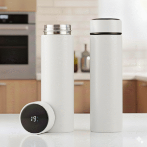 1-12-1 500ml Temperature LED Display Stainless Steel Flask White Color