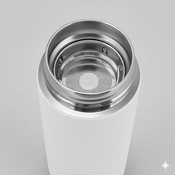 500ml Temperature LED Display Stainless Steel Flask White Color