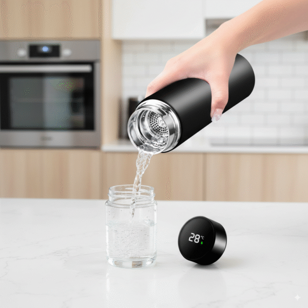 500ml Temperature LED Display Stainless Steel Flask Black Color