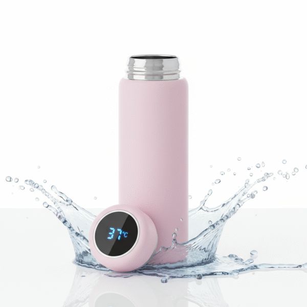 500ml Temperature LED Display Stainless Steel Flask Pink Color