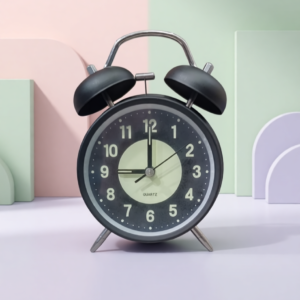 Radium Glow Black And Yellow Color Bell Alarm Clock