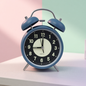 Radium Glow Black DEEP BLUE Color Bell Alarm Clock