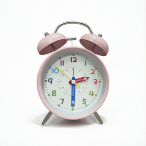 Twin Bell Pink and White Color Alarm Clock