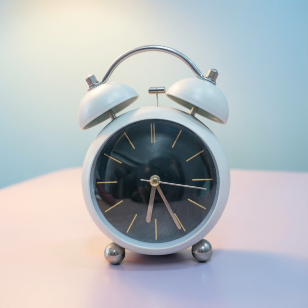 Bell Alarm Premium White and Black Clock Premium Matte White and Black Alarm Clock