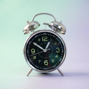 Metallic SIlver & black Color Twin Bell Alarm Clock