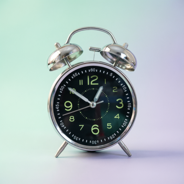 Bell Alarm SIlver and black Clock(Radium) Metallic SIlver & black Color Twin Bell Alarm Clock